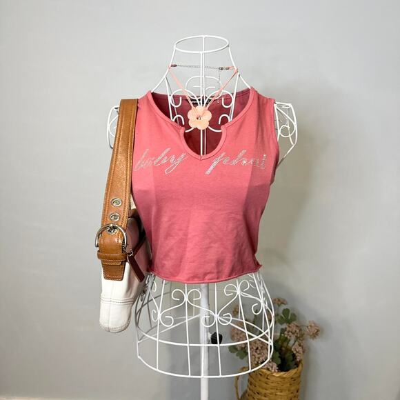 Vintage y2k baby phat bedazzled logo cropped pink tank - Picture 1 of 7
